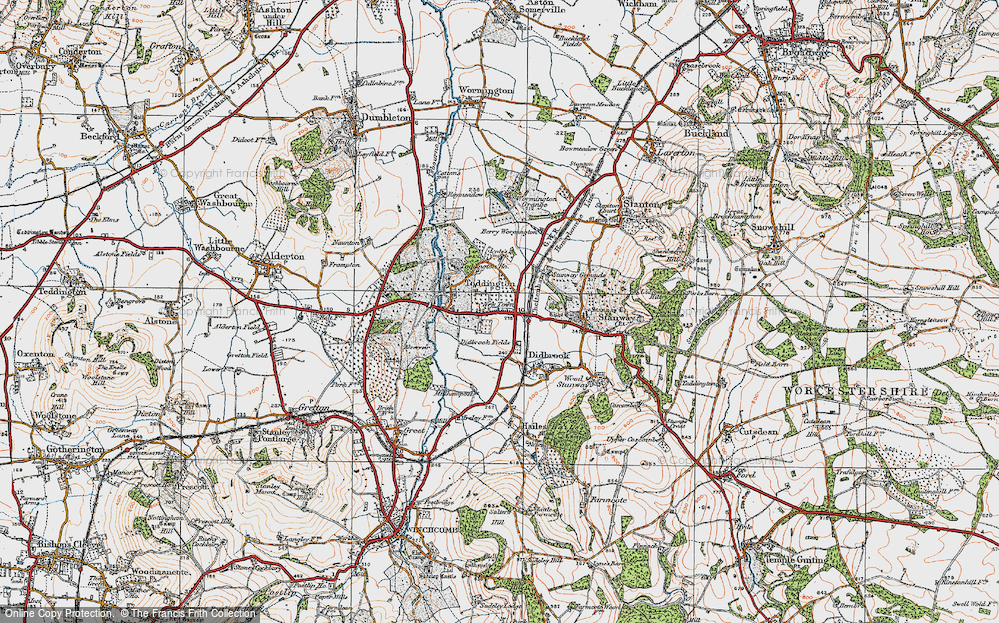 Old Map of Historic Map covering Gloucestershire Warwickshire Railway in 1919