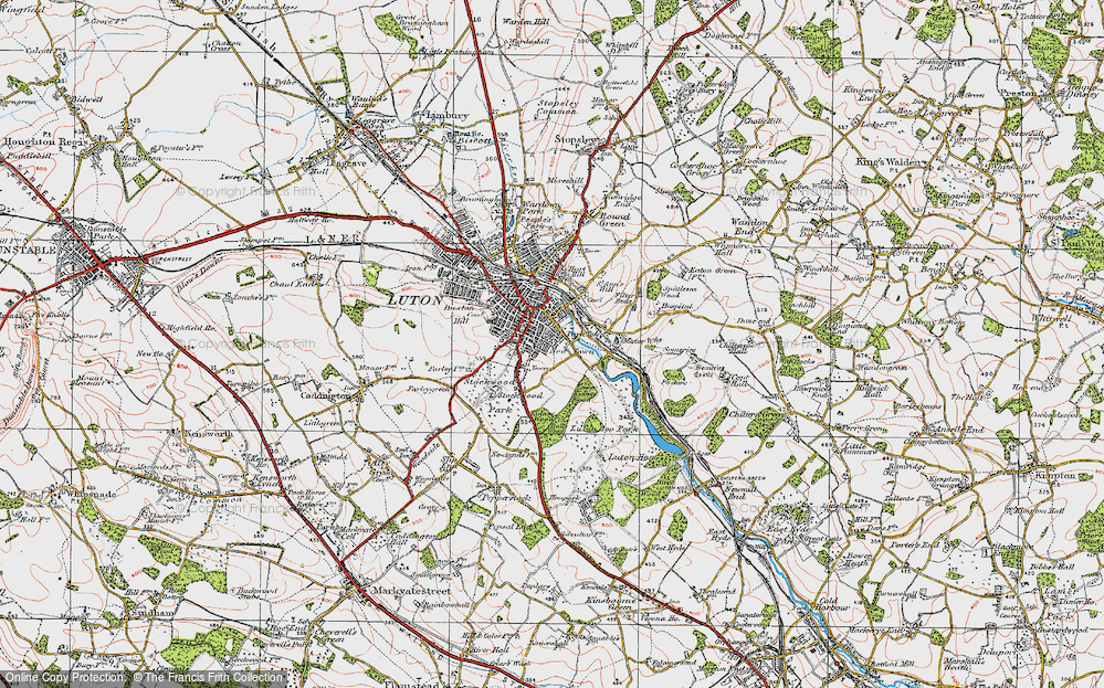 Old Map of Historic Map covering Luton Airport Parkway Sta in 1920