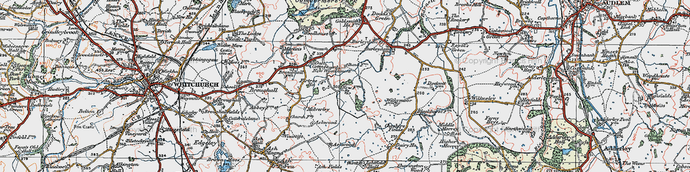 Old map of New Woodhouses in 1921