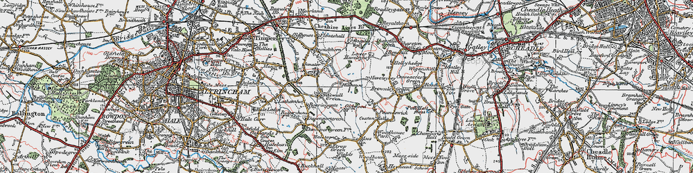 Old map of Newall Green in 1923