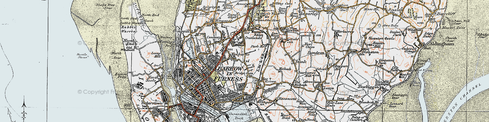 Old map of Newbarns in 1924