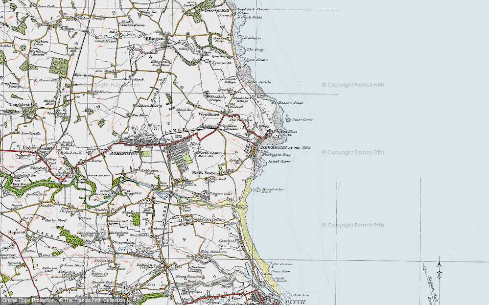 Old Map of Newbiggin-by-the-Sea, 1925 in 1925