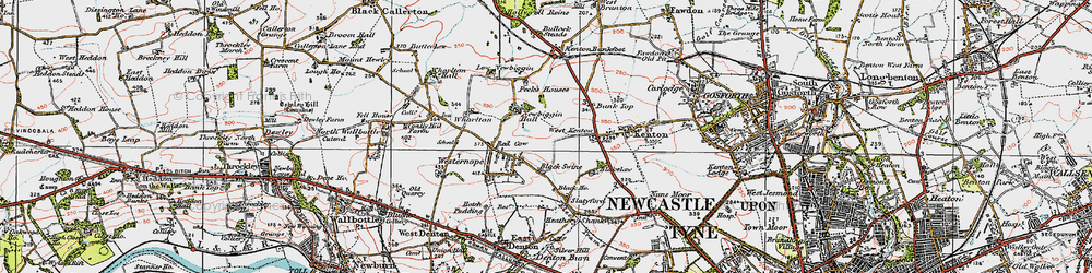 Old map of Newbiggin Hall Estate in 1925