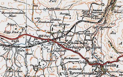 Old map of Newbiggin-on-Lune in 1925