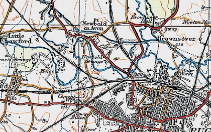 Old map of Newbold on Avon in 1920