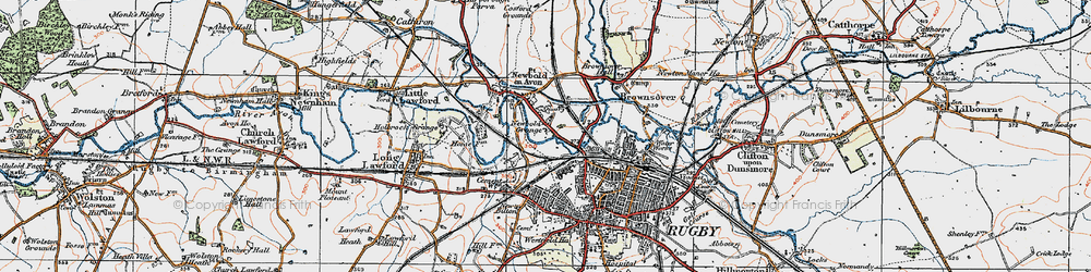 Old map of Newbold on Avon in 1920