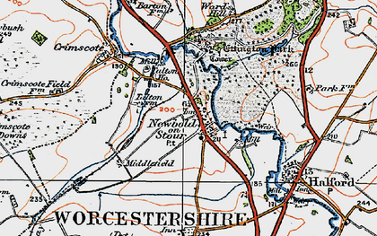 Old map of Newbold-on-Stour in 1919