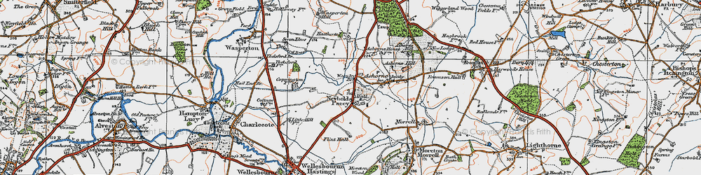 Old map of Newbold Pacey in 1919