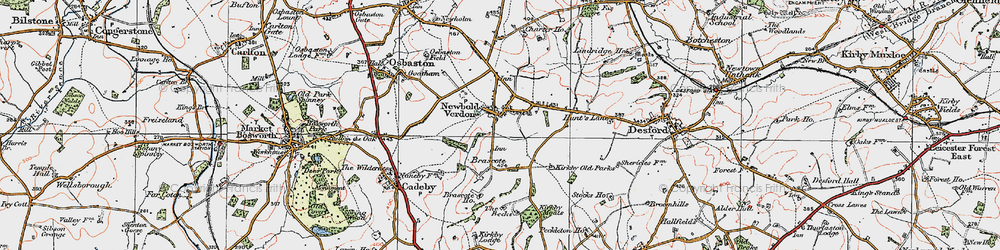 Old map of Newbold Verdon in 1921