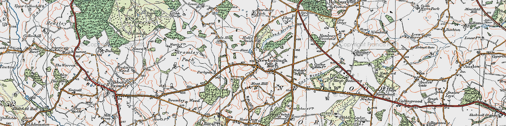 Old map of Newborough in 1921