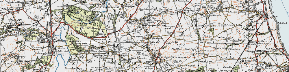 Old map of Newbottle in 1925