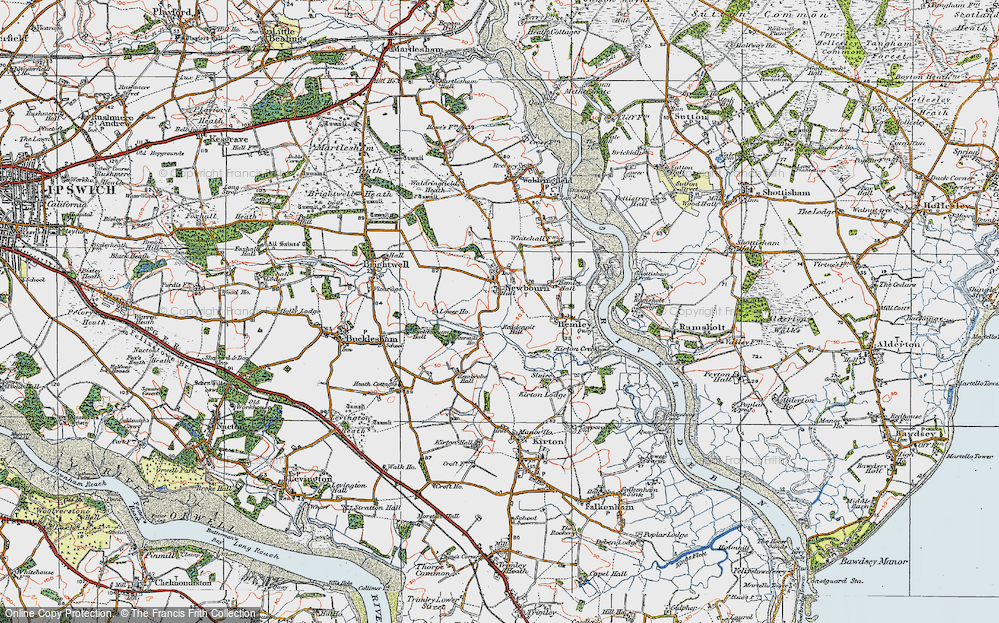 Old Map of Newbourne, 1921 in 1921