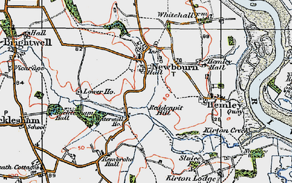 Old map of Newbourne in 1921