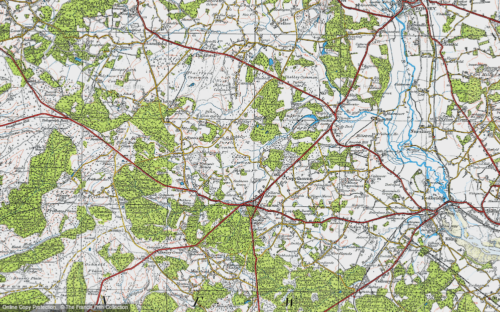 Old Map of Historic Map covering Cadnam River in 1919