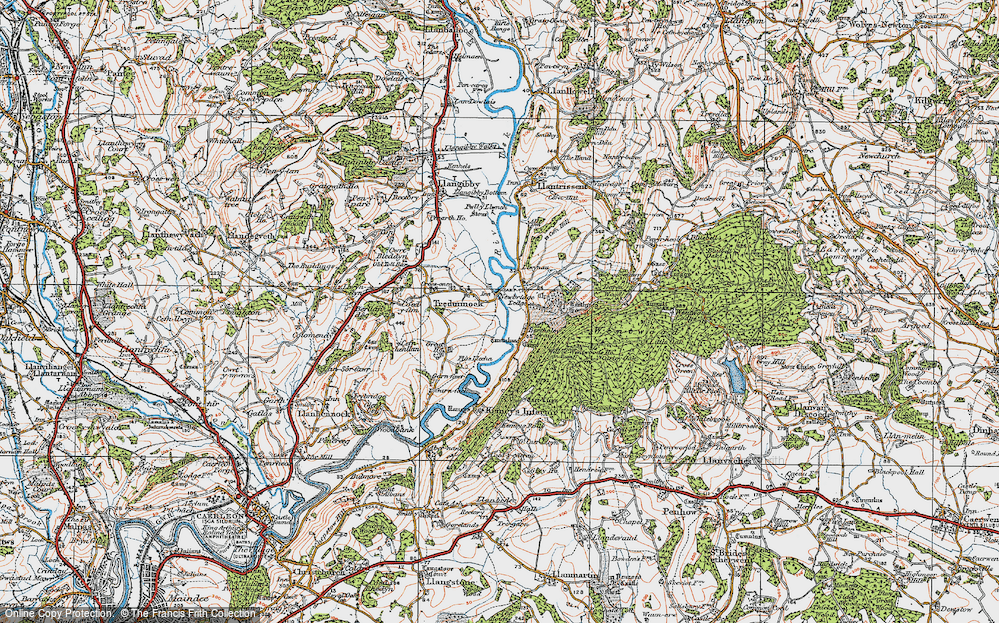 Old Map of Newbridge on Usk, 1919 in 1919