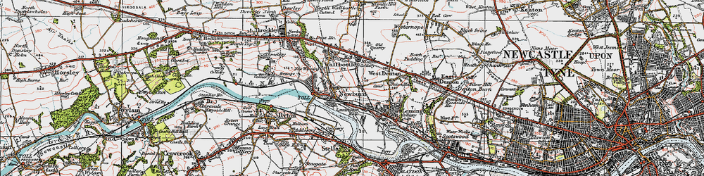 Old map of Newburn in 1925
