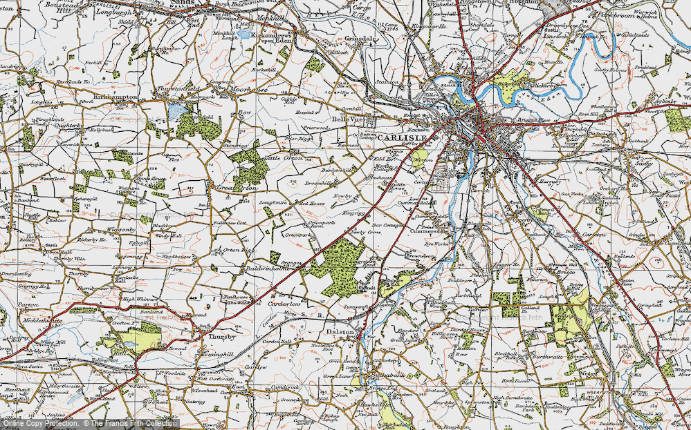 Old Map of Historic Map covering Bunkershill in 1925