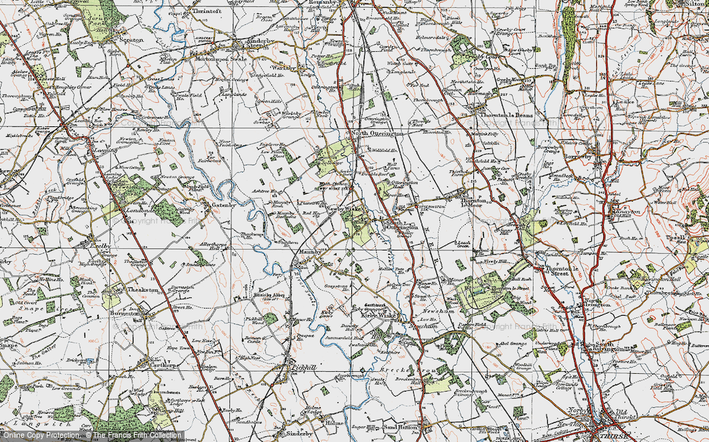 Old Map of Newby Wiske, 1925 in 1925