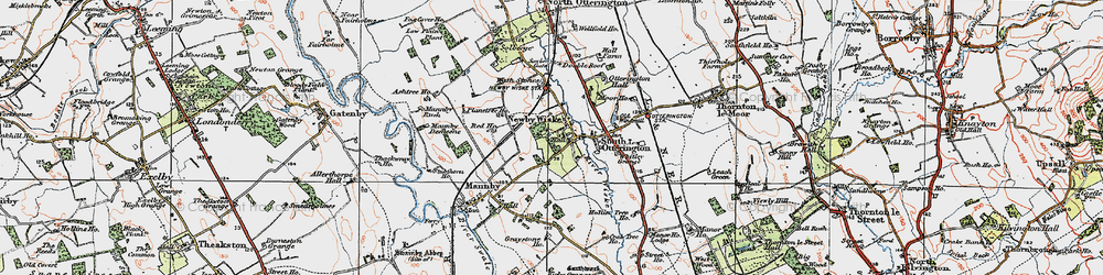 Old map of Newby Wiske in 1925