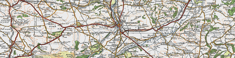 Old map of Ogmore River in 1922