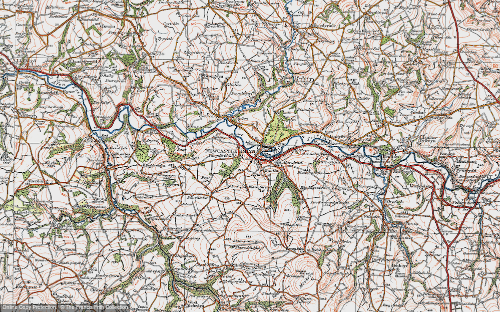 Old Map of Newcastle Emlyn, 1923 in 1923