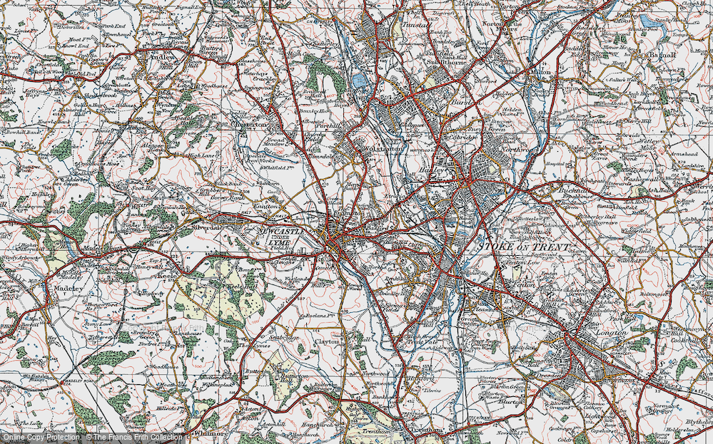 Old Map of Newcastle-under-Lyme, 1921 in 1921