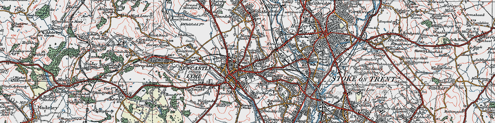 Old map of Newcastle-under-Lyme in 1921