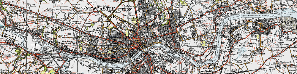 Old map of Newcastle upon Tyne in 1925