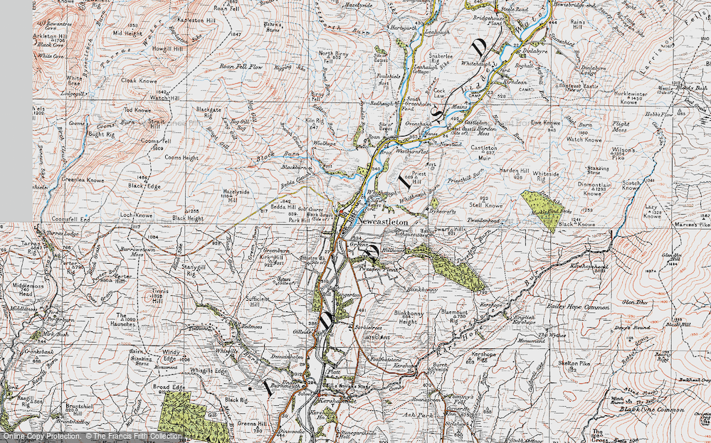 Old Map of Historic Map covering Bedda Cleuch in 1925