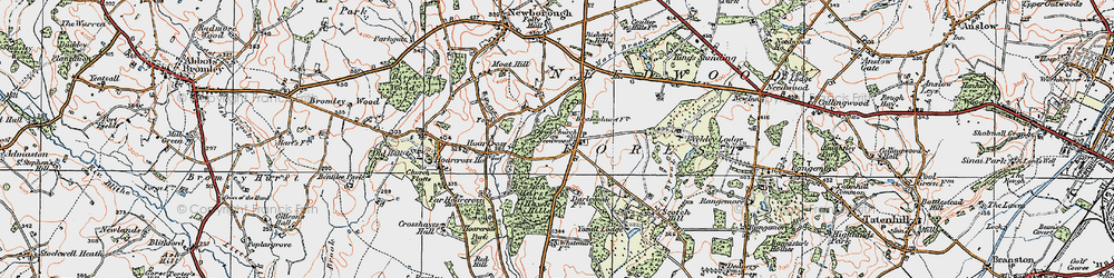 Old map of Yoxall Lodge in 1921