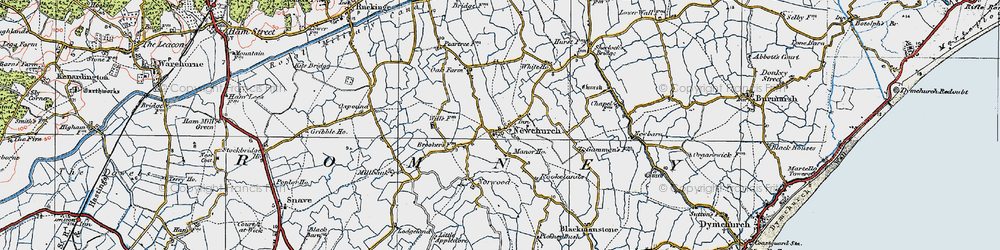 Old map of Romney Marsh in 1921