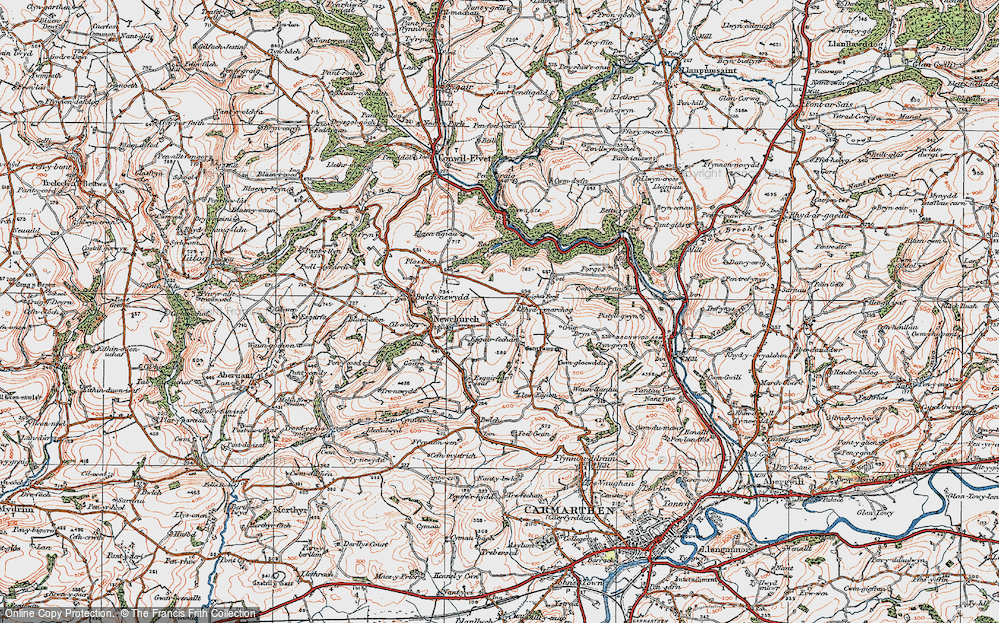 Old Map of Historic Map covering Rhydymarchog in 1923