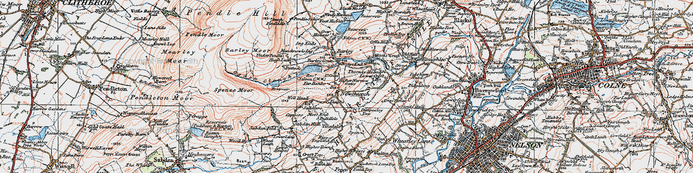 Old map of Newchurch in Pendle in 1924