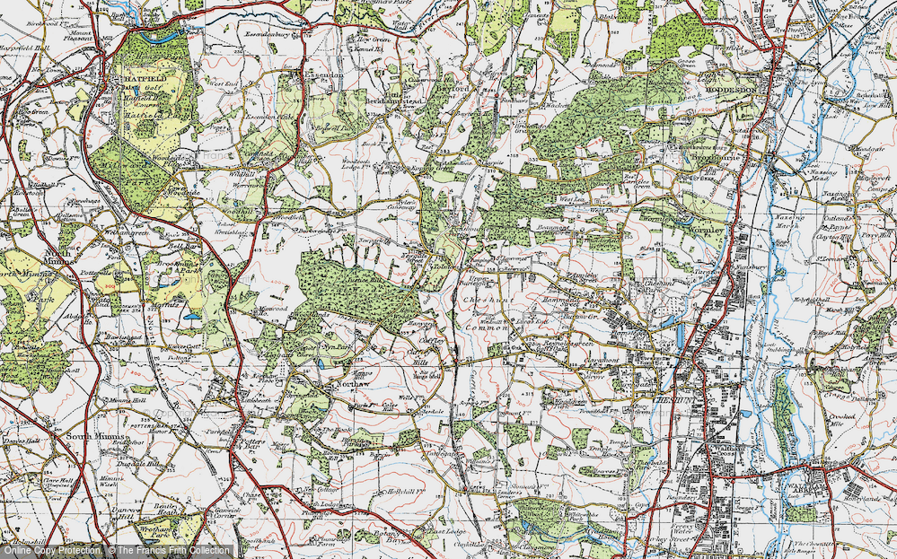 Old Map of Historic Map covering Wormley Wood in 1920