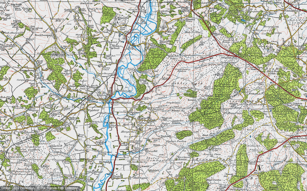 Old Map of Historic Map covering Brune's Purlieu in 1919