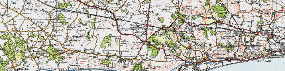 Old map of Newingreen in 1920