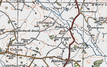Old map of Bromley Hurst in 1921