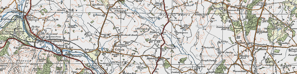 Old map of Bromley Hurst in 1921