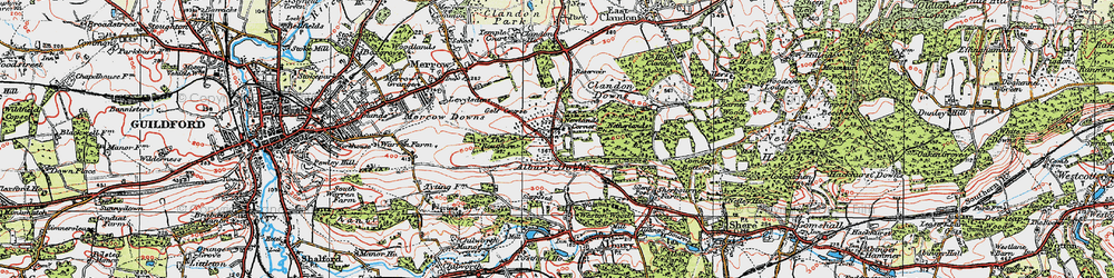 Old map of Albury Downs in 1920