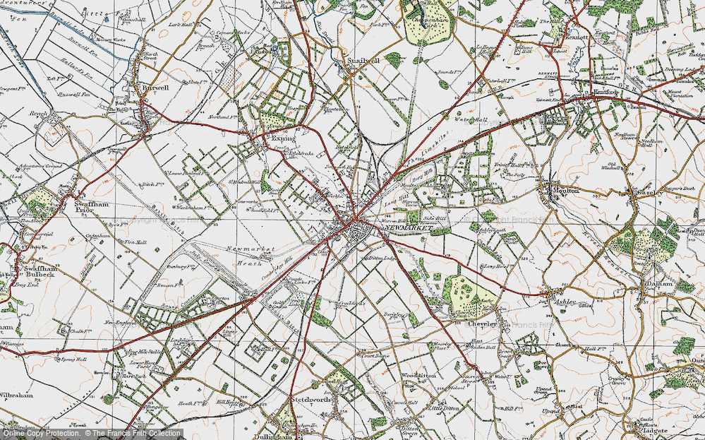 Old Map of Newmarket, 1920 in 1920