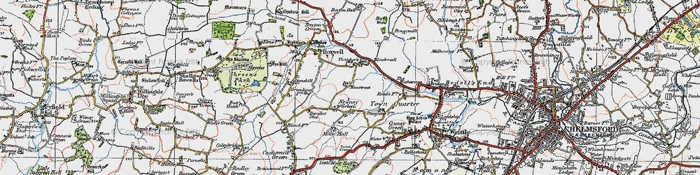 Old map of Newney Green in 1919