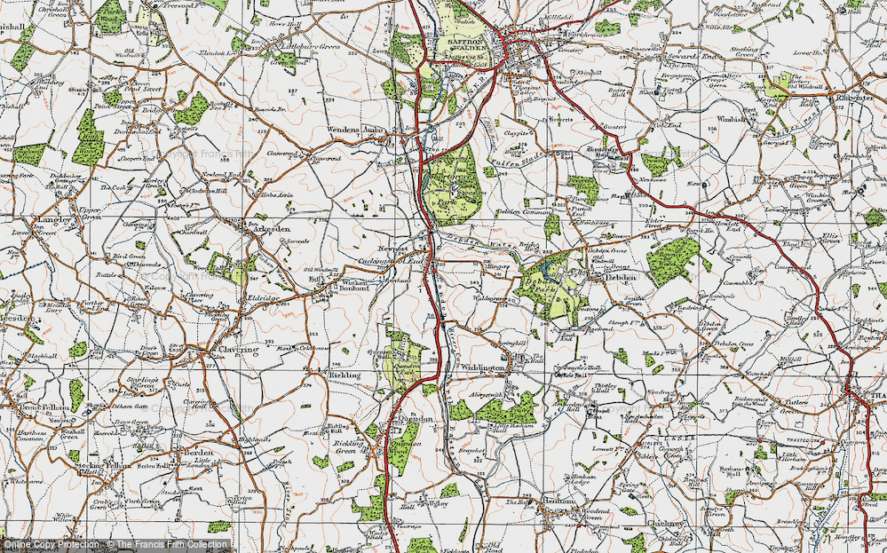 Old Map of Historic Map covering Bonhunt in 1919