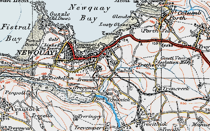 Old map of Newquay in 1919