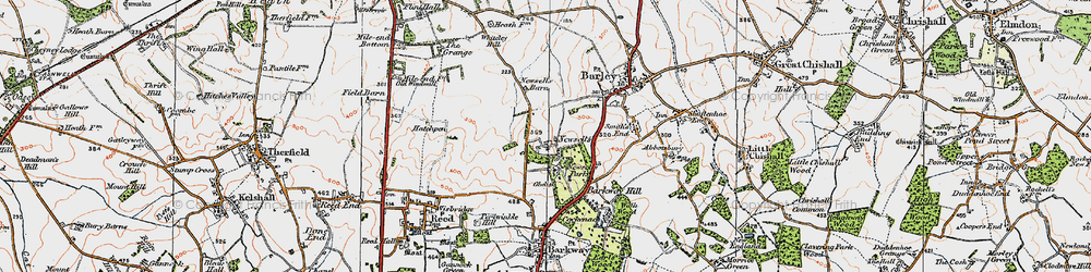 Old map of Whiteley Hill in 1920