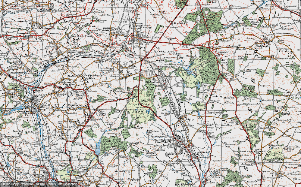 Old Map of Historic Map covering Annesley Plantn in 1921
