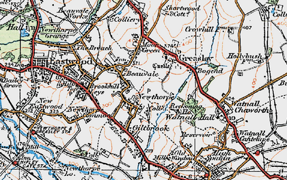 Old map of Newthorpe in 1921
