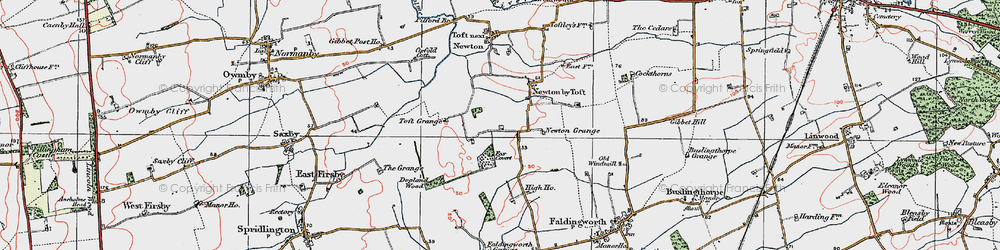 Old map of Newtoft in 1923