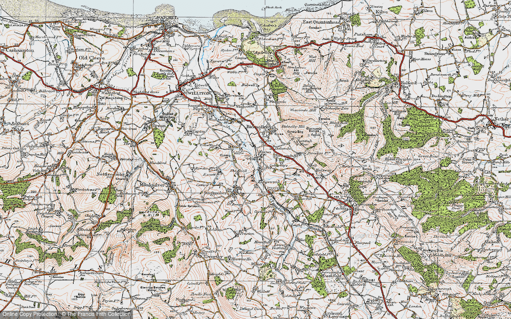 Old Map of Historic Map covering West Somerset Railway in 1919
