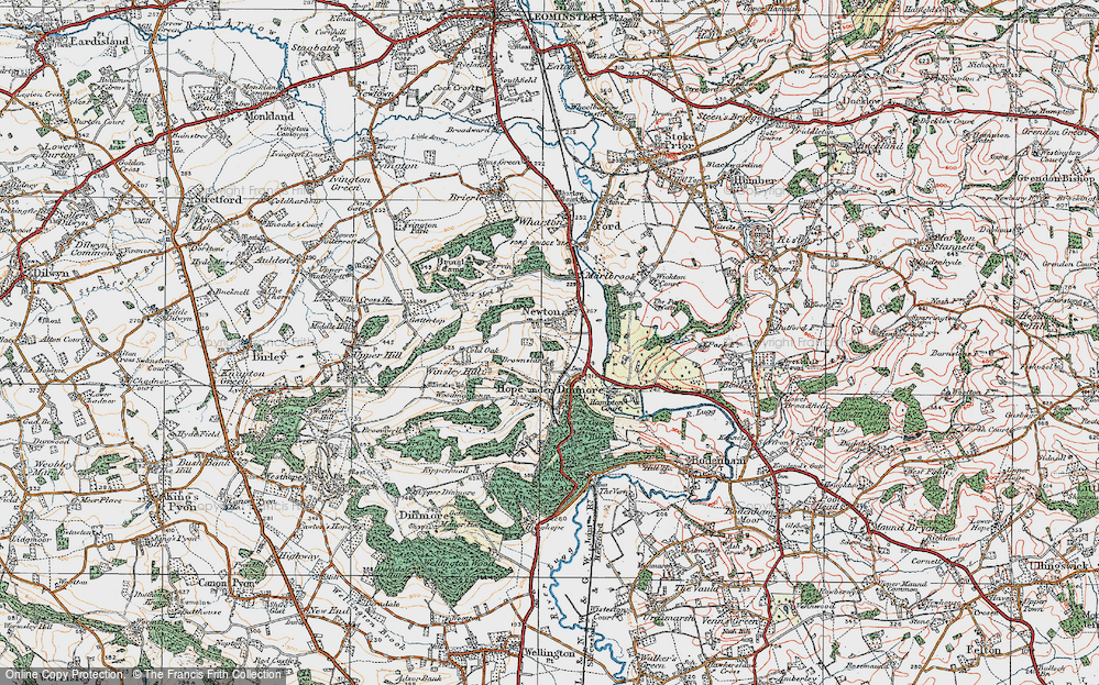 Old Map of Historic Map covering Wig Wood in 1920