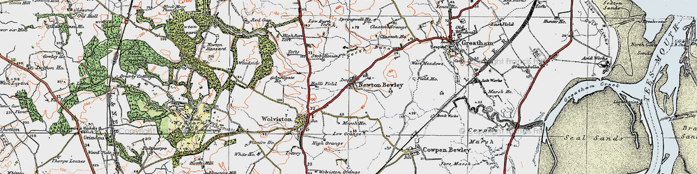 Old map of Newton Bewley in 1925